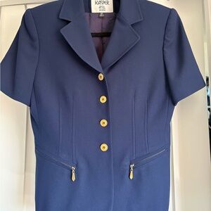 Vintage Kasper A.S.L Women's Blue Short Sleeve Blazer